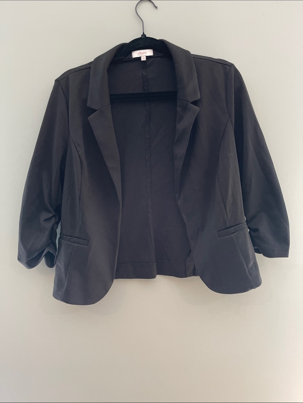 Candie's Black Open-Front Cropped Blazer